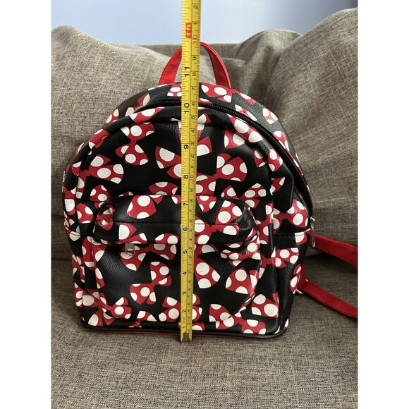 Disney Parks Minnie Mouse Mini Backpack Black Red Polka Dot Bows Adjustable - Picture 11 of 12